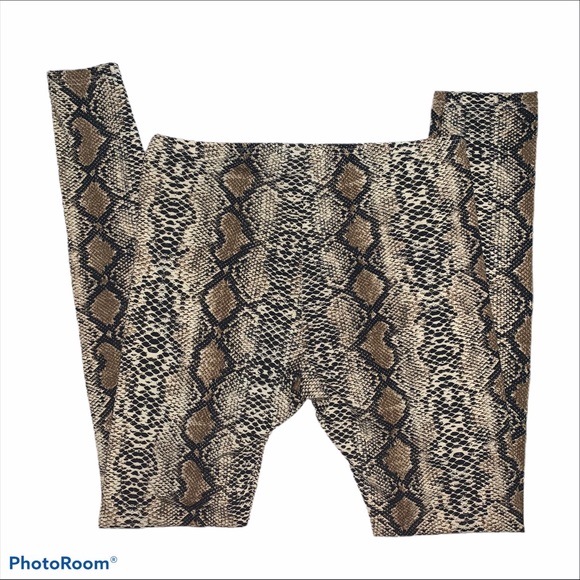 VESTIQUE | Snakeskin Printed Hi Rise Leggings Sz L - Picture 2 of 3